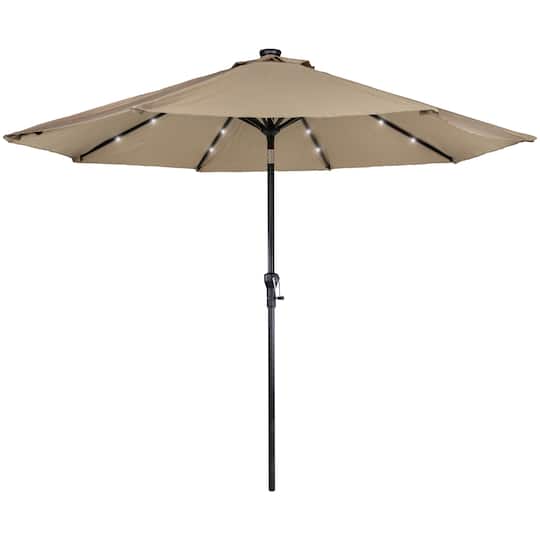 9Ft Solar Lighted Outdoor Patio Market Umbrella By Northlight in Beige | 108" x 108" x 96" | Michaels®